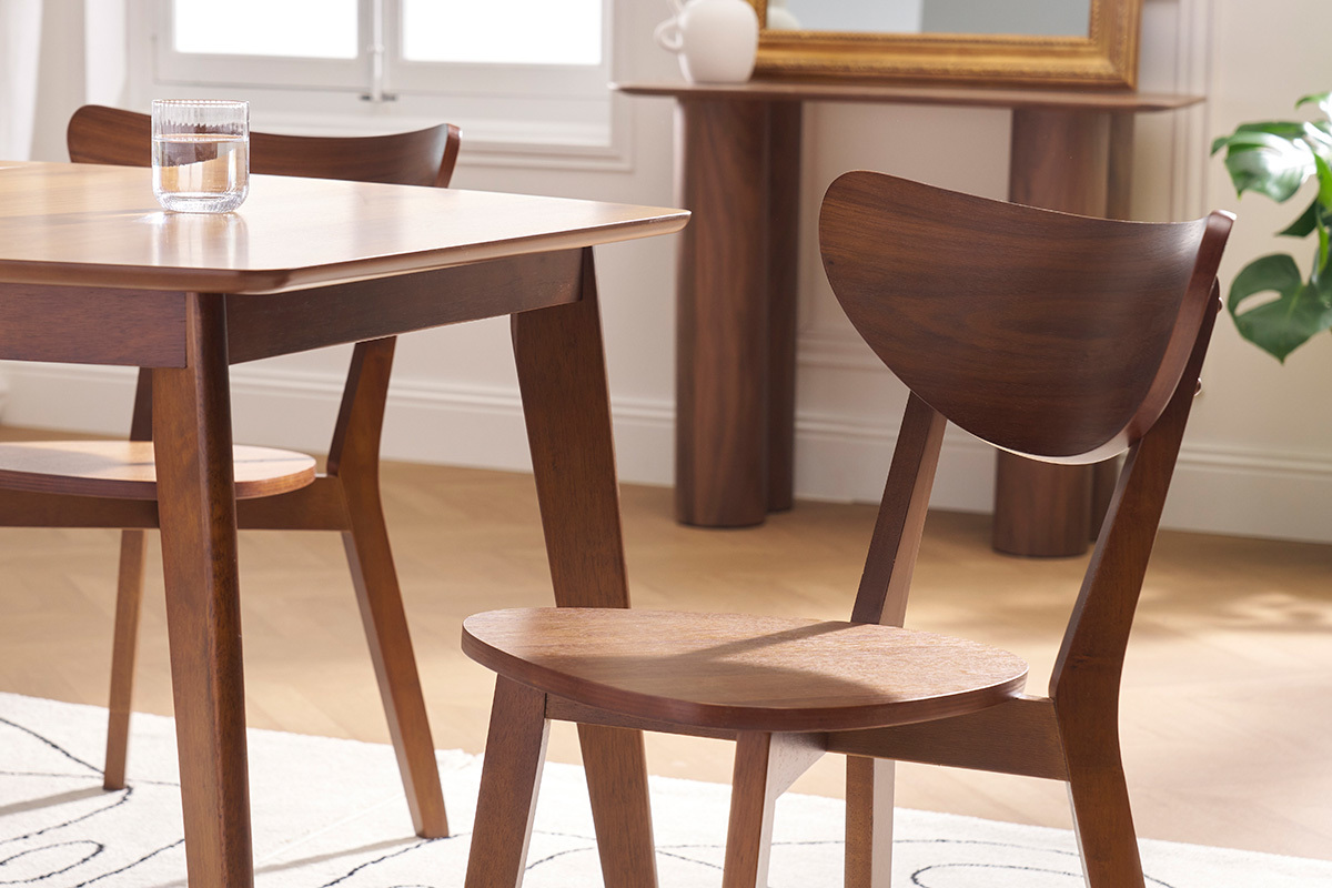 Chaises scandinaves en bois fonc noyer (lot de 2) LEENA