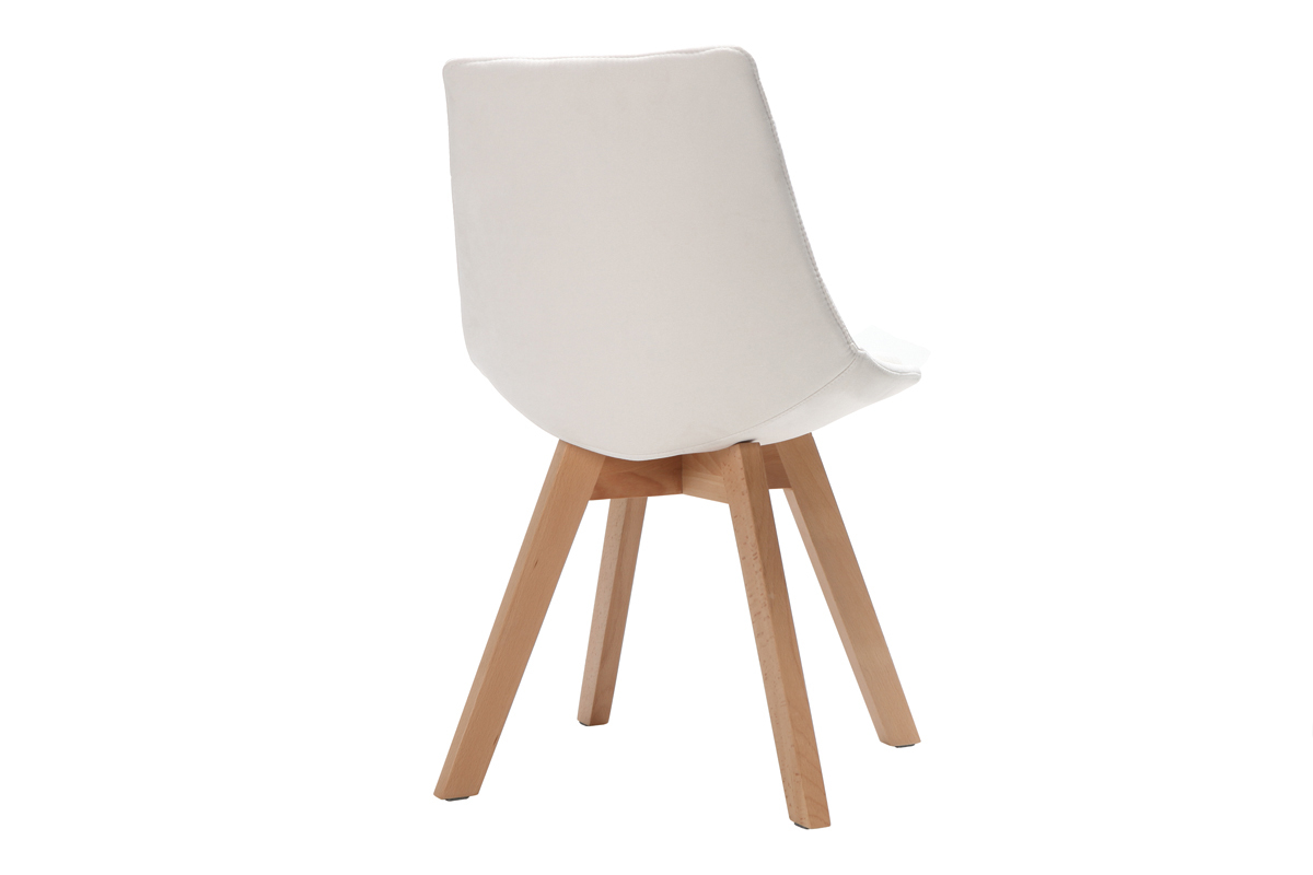 Chaises scandinaves en tissu blanc cass� et bois clair massif (lot de 2) MATILDE