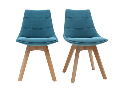 Chaises scandinaves en tissu bleu canard (lot de 2) MATILDE - Miliboo & St&eacute;phane Plaza