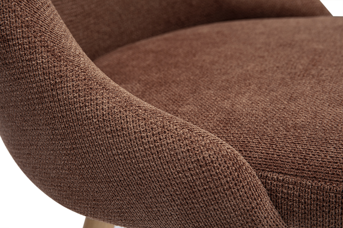 Chaises scandinaves en tissu chenille terre brle et bois clair (lot de 2) HASTA