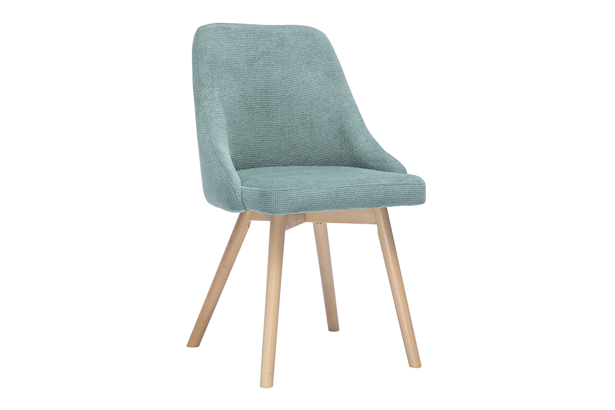 Chaises scandinaves en tissu chenille vert cladon et bois clair (lot de 2) HASTA