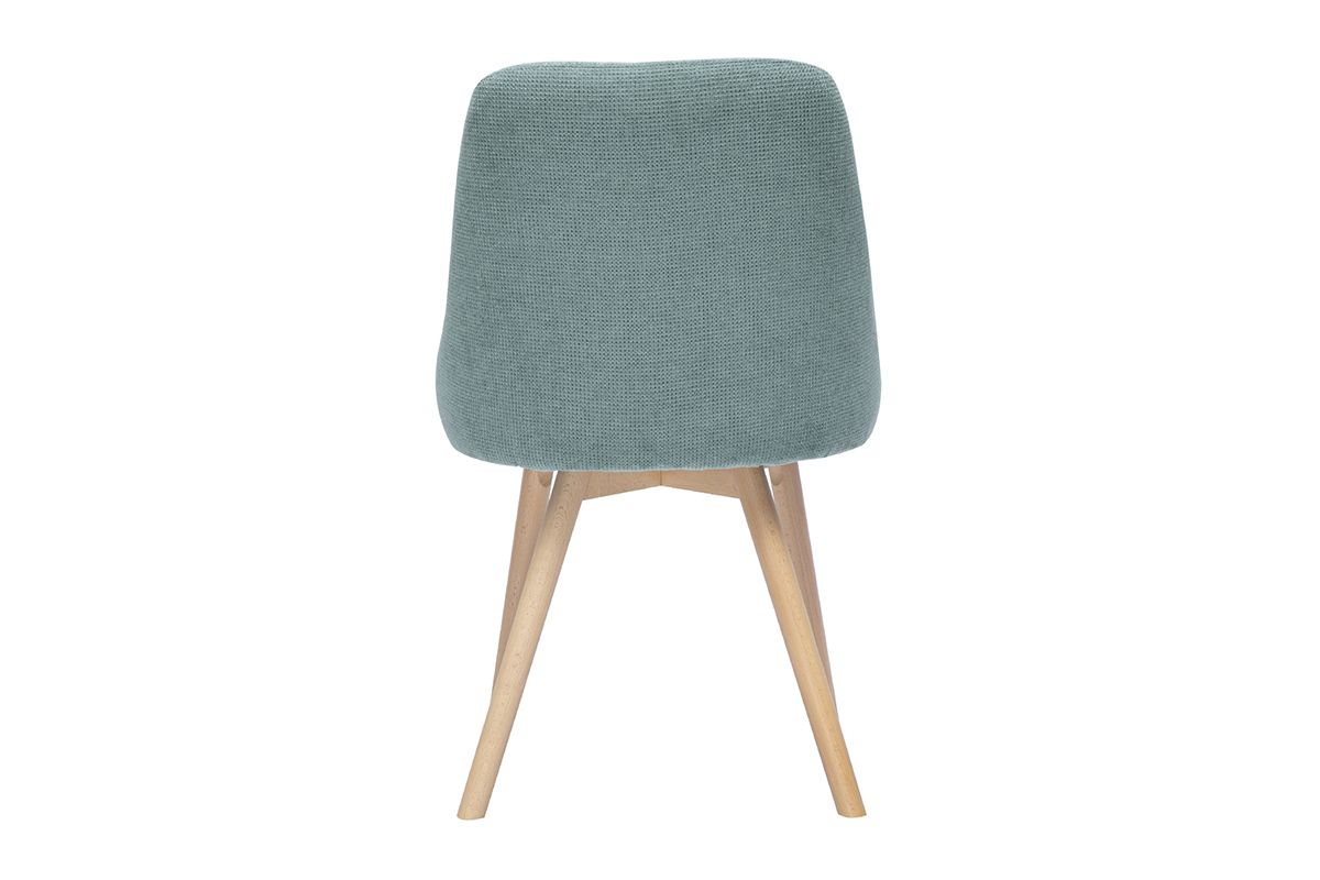 Chaises scandinaves en tissu chenille vert cladon et bois clair (lot de 2) HASTA