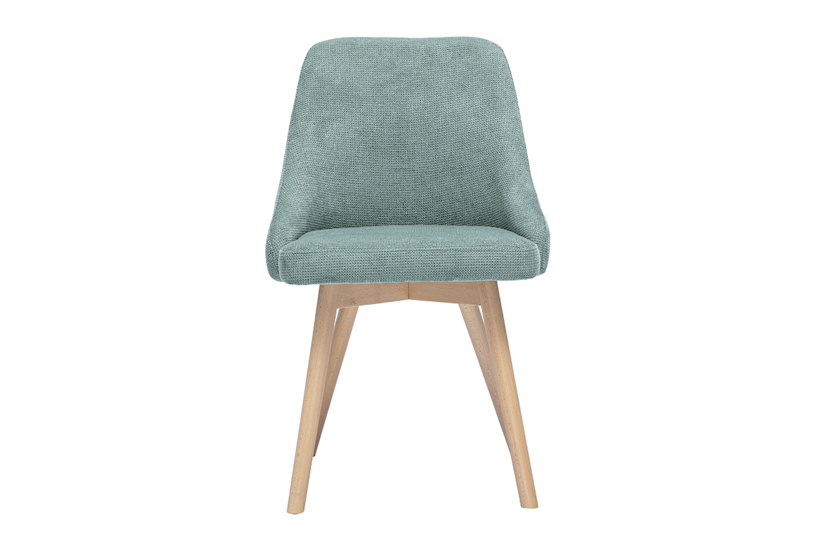 Chaises scandinaves en tissu chenille vert cladon et bois clair (lot de 2) HASTA