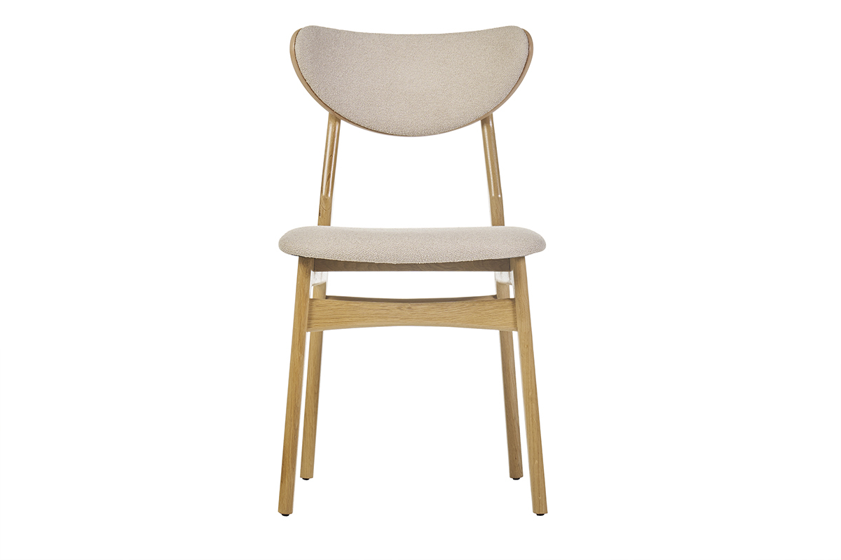 Chaises scandinaves en tissu effet laine boucle beige et bois clair chne massif (lot de 2) MAYA