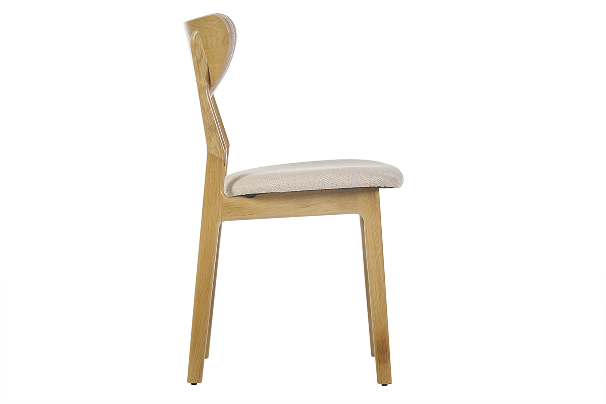 Chaises scandinaves en tissu effet laine boucle beige et bois clair chne massif (lot de 2) MAYA