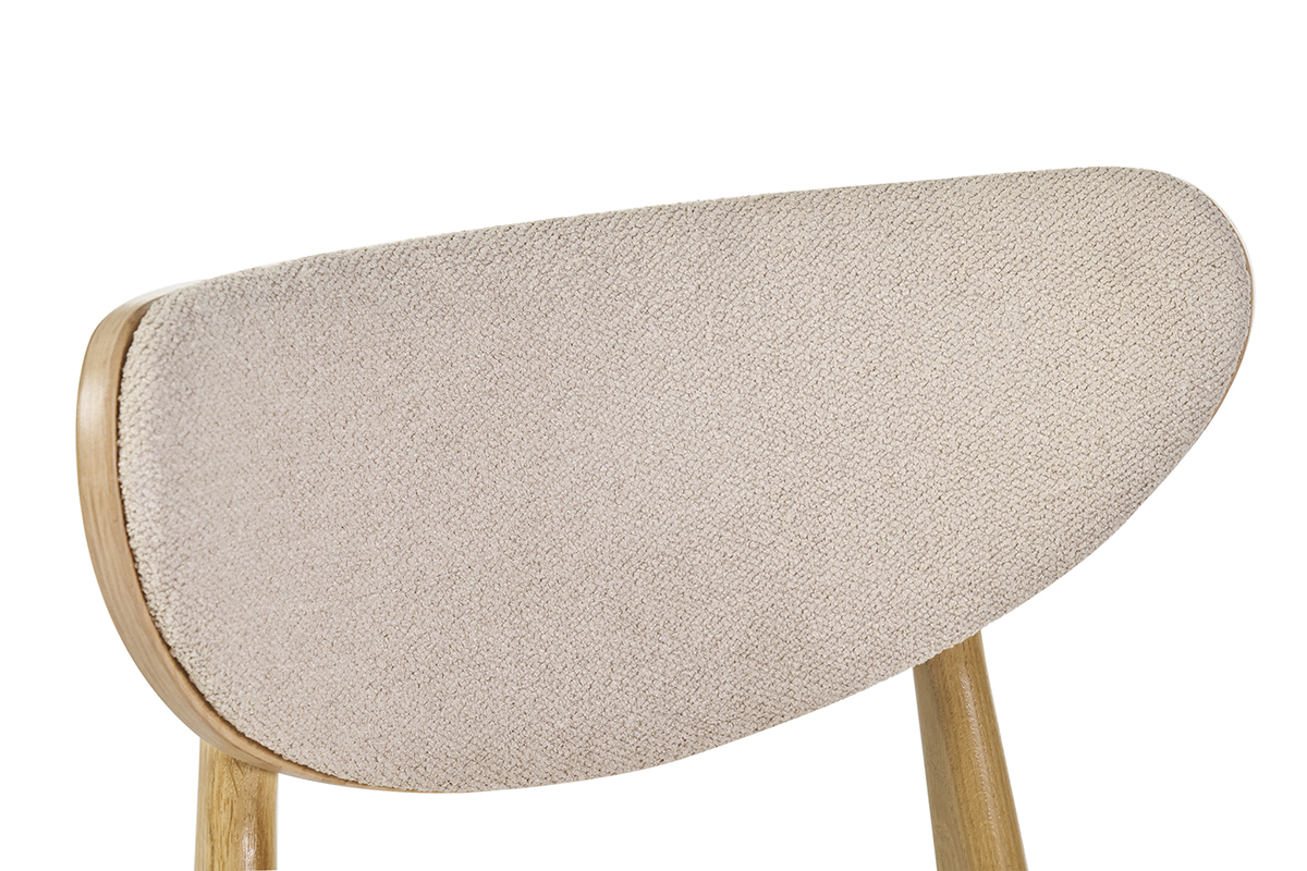 Chaises scandinaves en tissu effet laine boucle beige et bois clair chne massif (lot de 2) MAYA