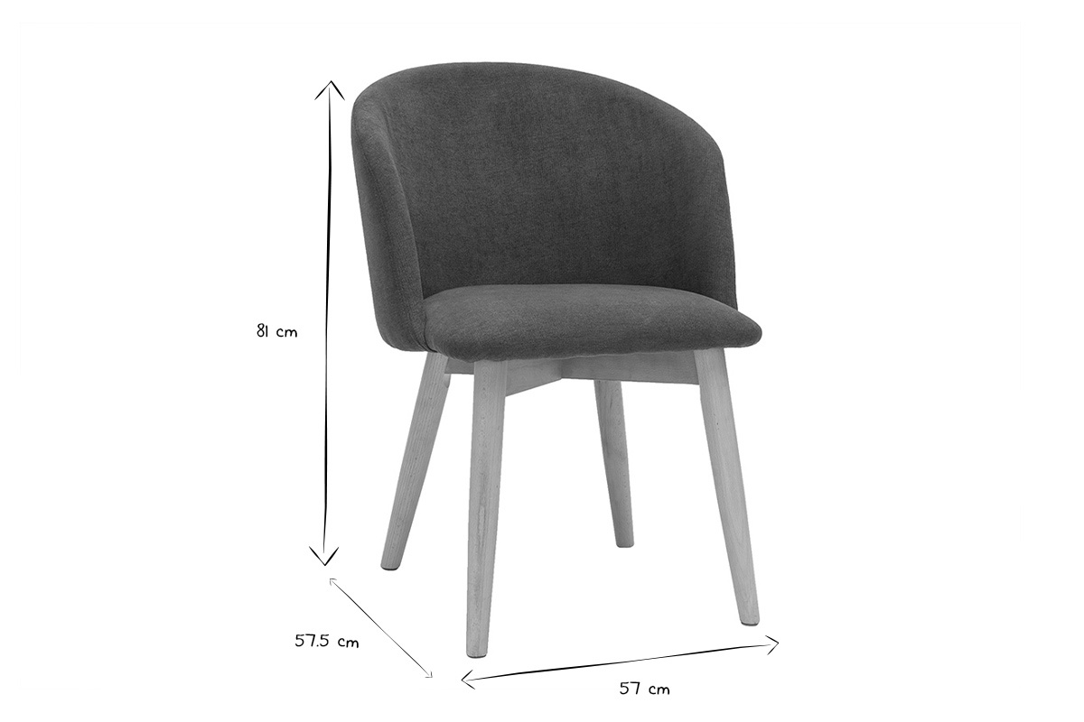 Chaises scandinaves en tissu effet velours bleu canard et bois clair massif (lot de 2) VANITY