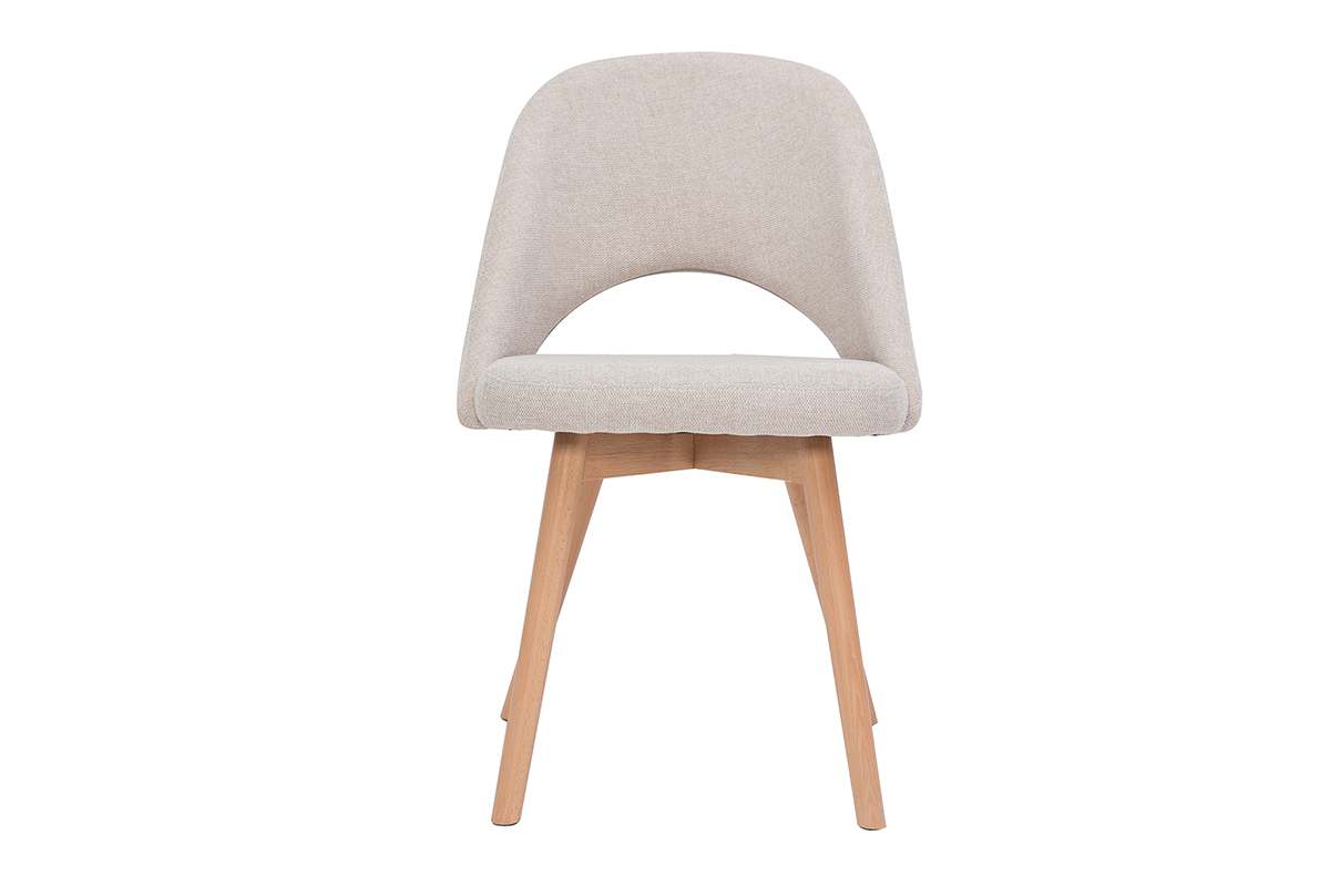 Chaises scandinaves en tissu effet velours textur beige et bois clair (lot de 2) COSETTE