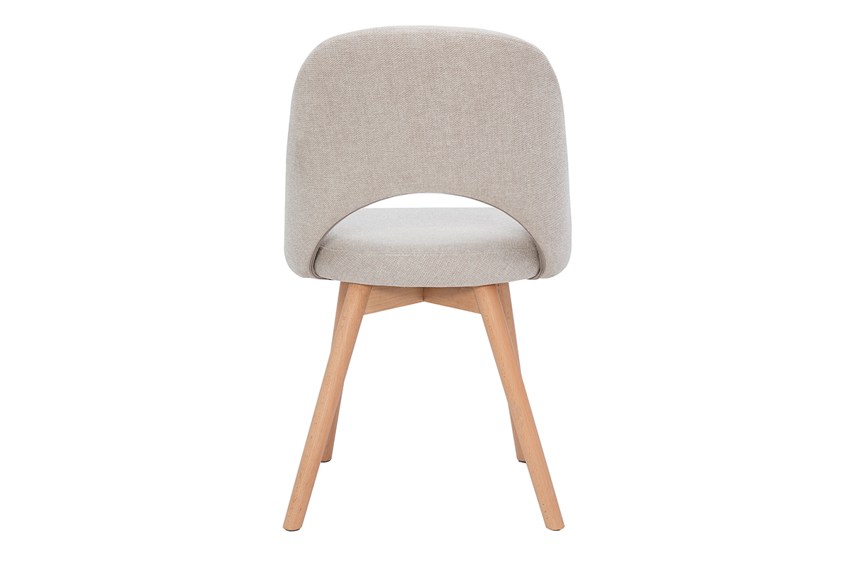 Chaises scandinaves en tissu effet velours textur beige et bois clair (lot de 2) COSETTE