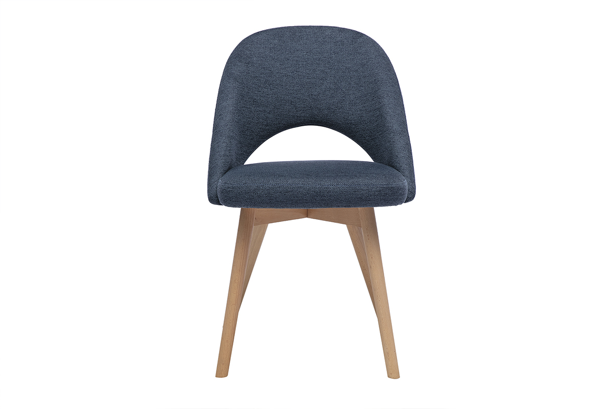Chaises scandinaves en tissu effet velours textur� bleu fonc� et bois clair (lot de 2) COSETTE