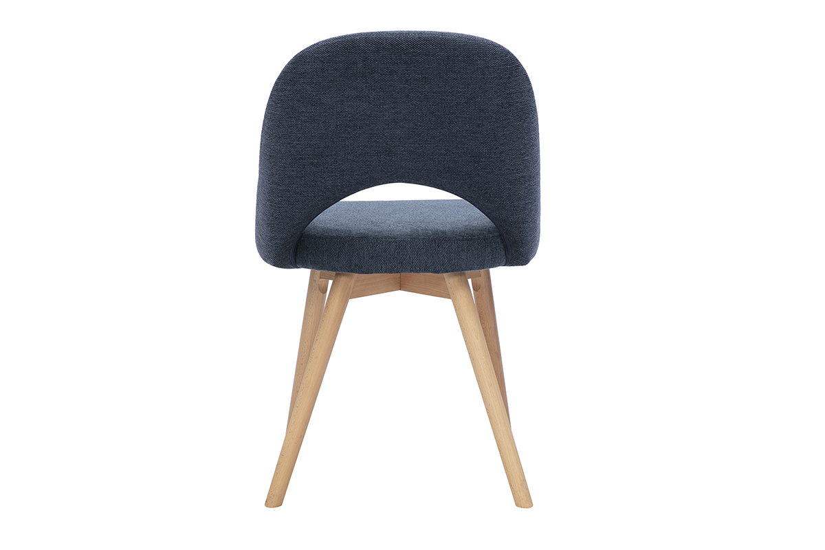 Chaises scandinaves en tissu effet velours textur� bleu fonc� et bois clair (lot de 2) COSETTE