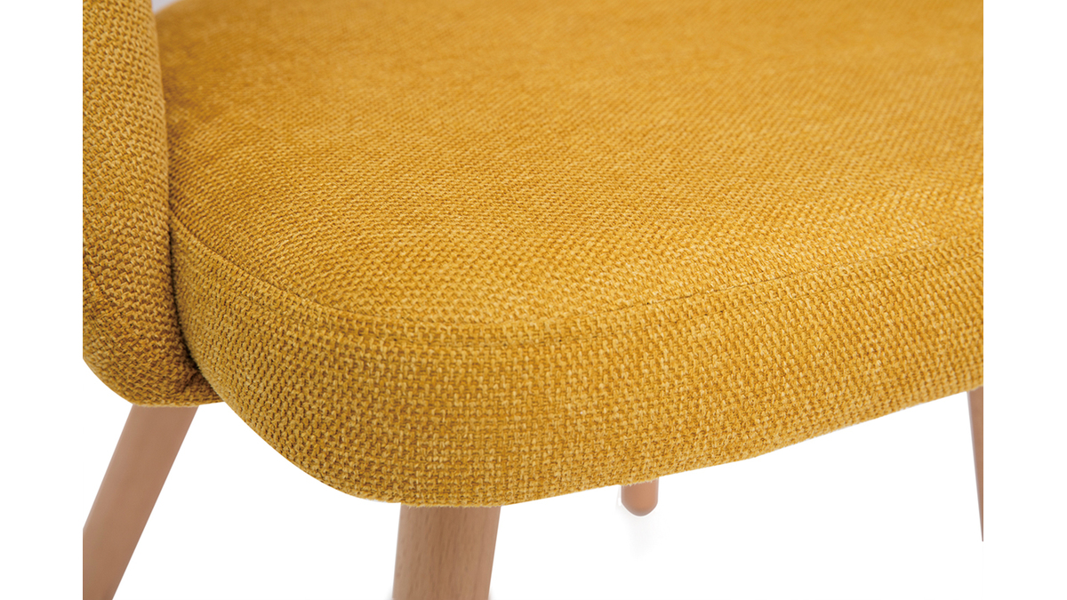 Chaises scandinaves en tissu effet velours textur jaune moutarde et bois clair (lot de 2) COSETTE