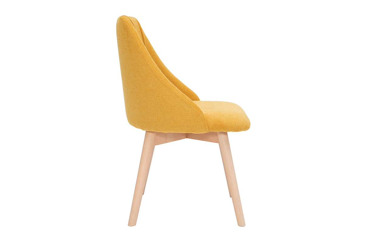 Chaises scandinaves en tissu effet velours textur jaune moutarde et bois clair (lot de 2) HIGGINS