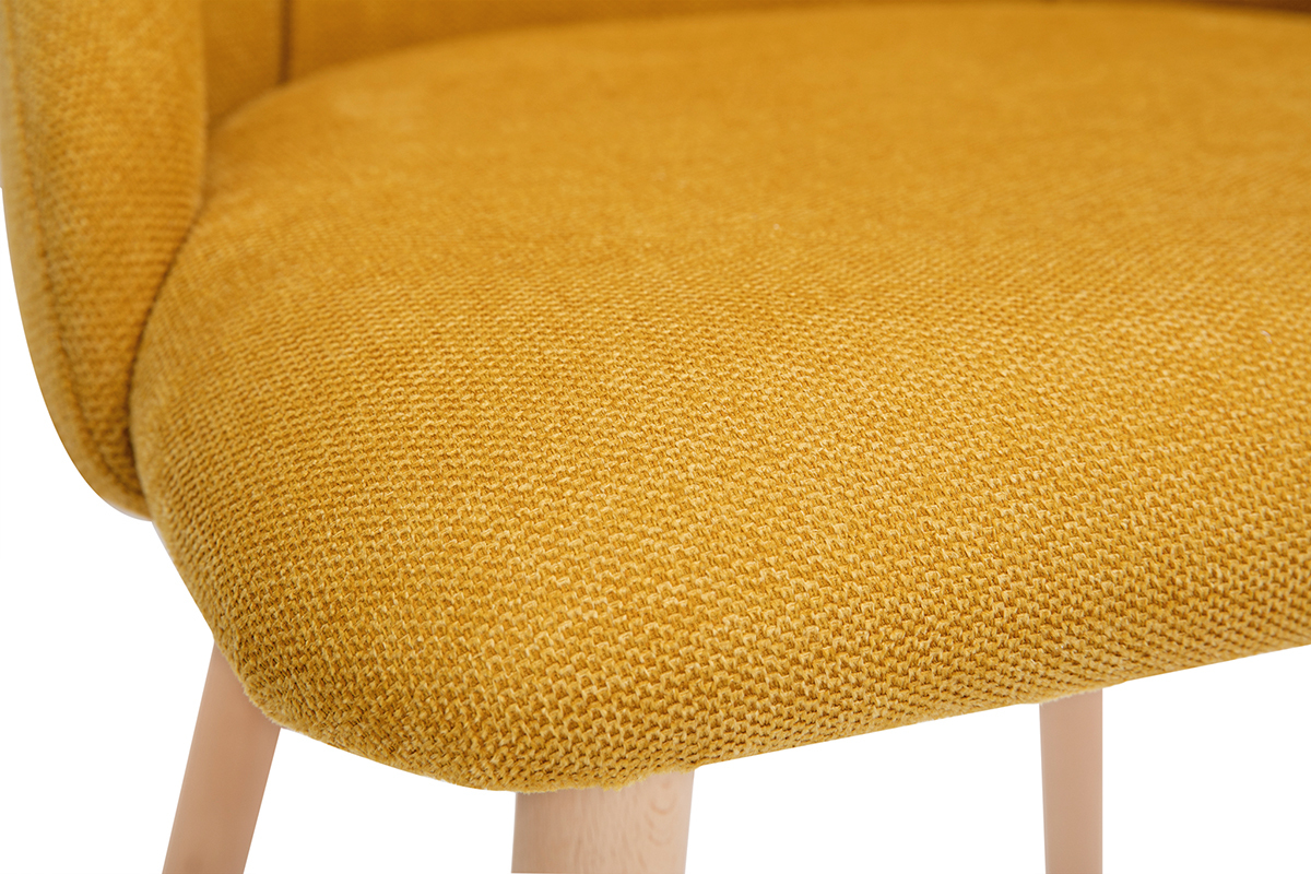 Chaises scandinaves en tissu effet velours textur jaune moutarde et bois clair (lot de 2) HIGGINS