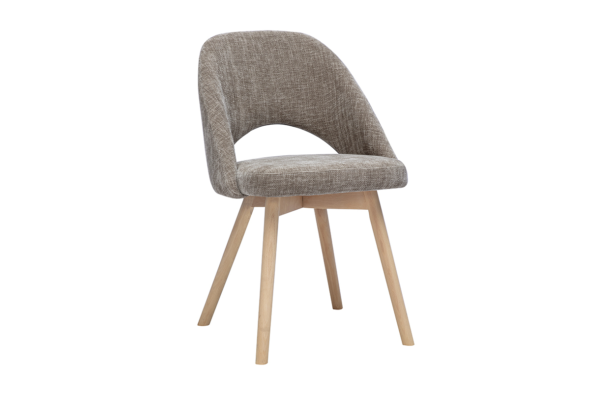 Chaises scandinaves en tissu effet velours textur� taupe et bois clair (lot de 2) COSETTE