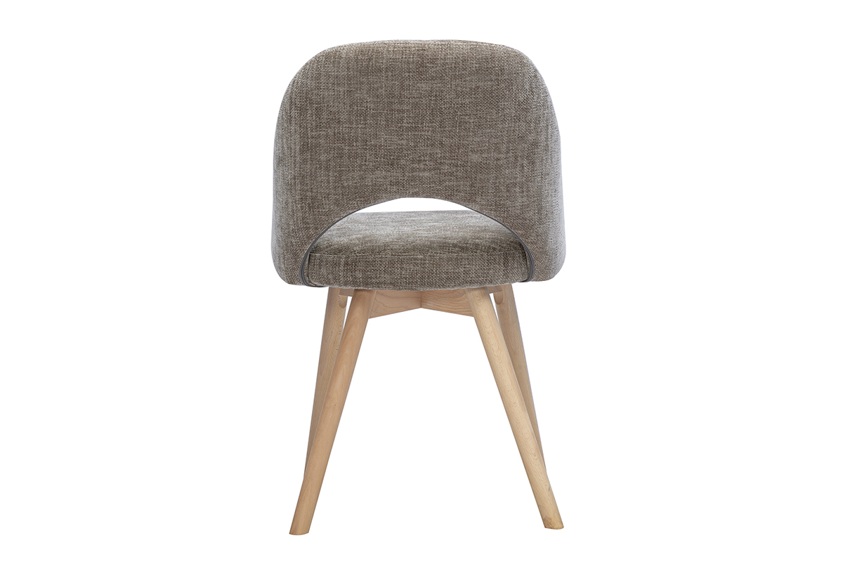 Chaises scandinaves en tissu effet velours textur� taupe et bois clair (lot de 2) COSETTE