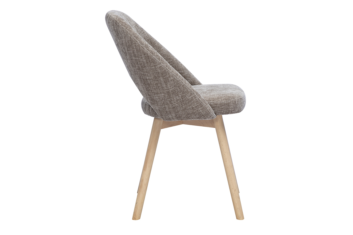 Chaises scandinaves en tissu effet velours textur� taupe et bois clair (lot de 2) COSETTE