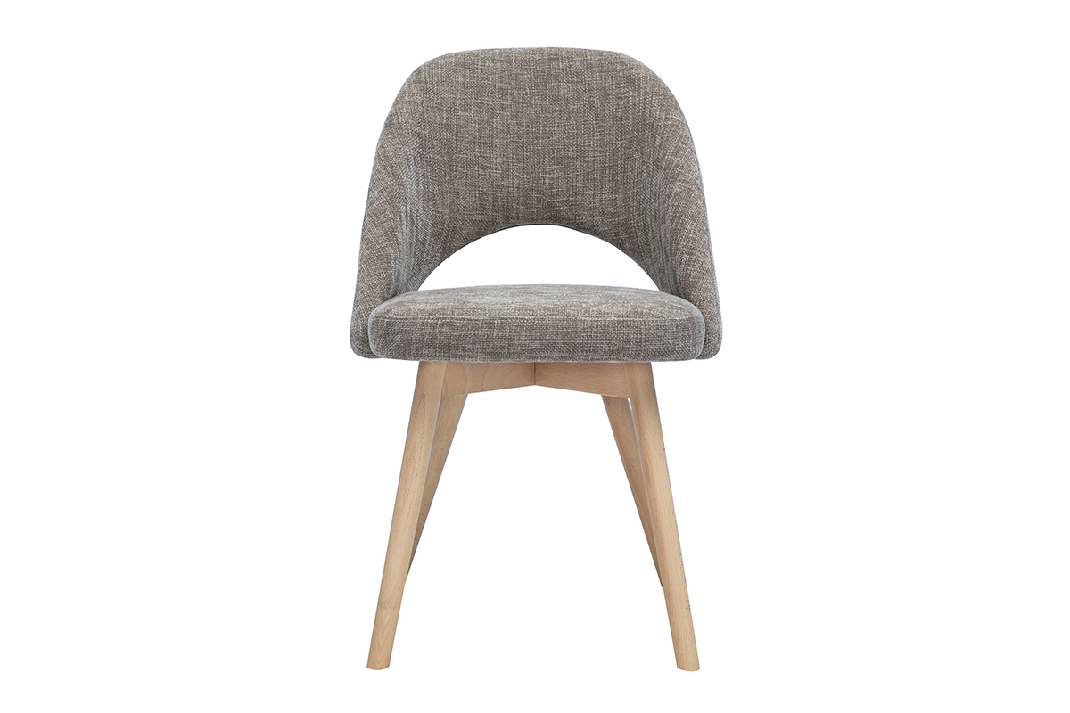 Chaises scandinaves en tissu effet velours textur� taupe et bois clair (lot de 2) COSETTE