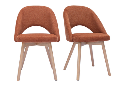 Chaises scandinaves en tissu effet velours texturé terre brûlée et bois clair (lot de 2) COSETTE