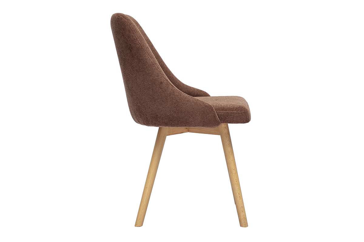 Chaises scandinaves en tissu effet velours textur terre brle et bois clair (lot de 2) HASTA