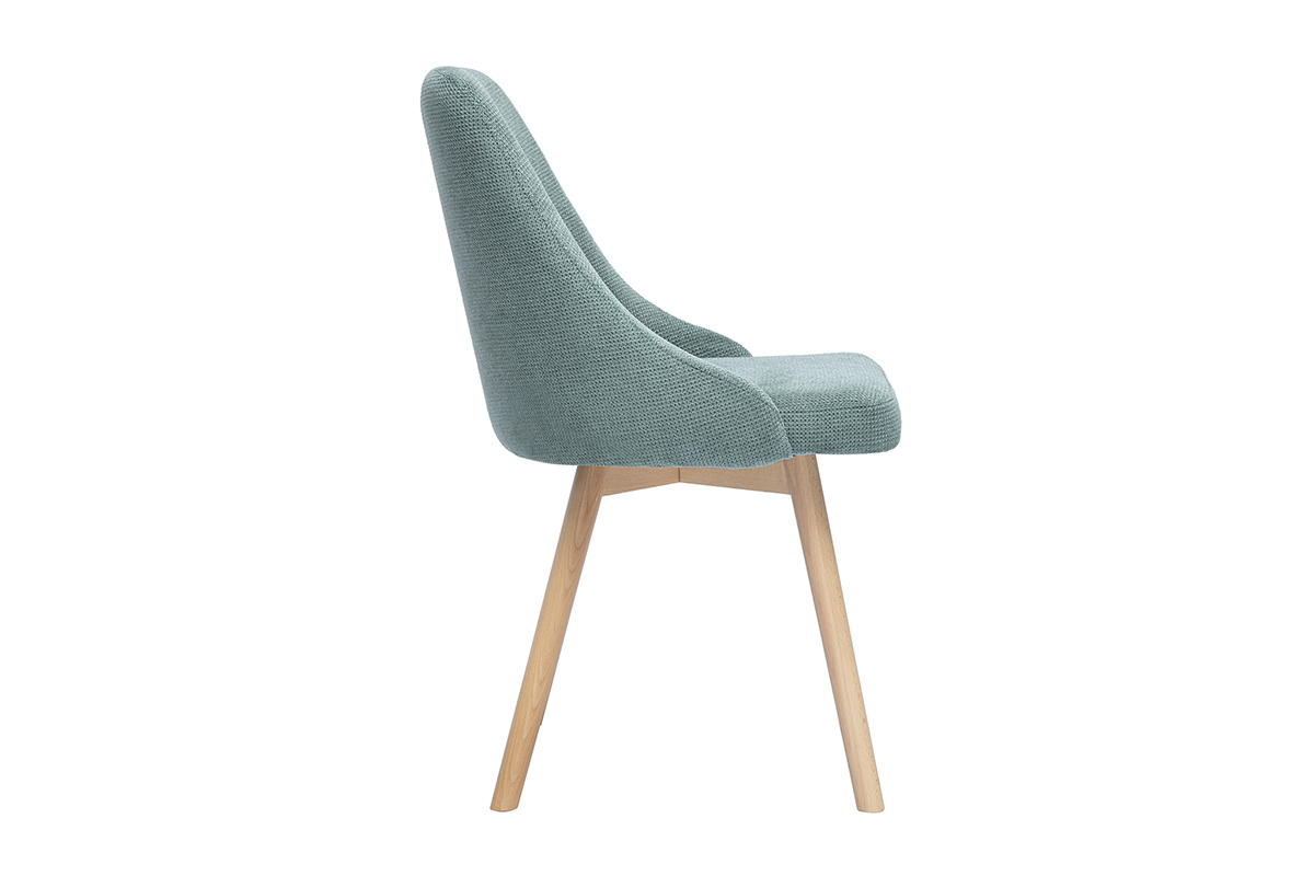 Chaises scandinaves en tissu effet velours textur vert cladon et bois clair (lot de 2) HASTA