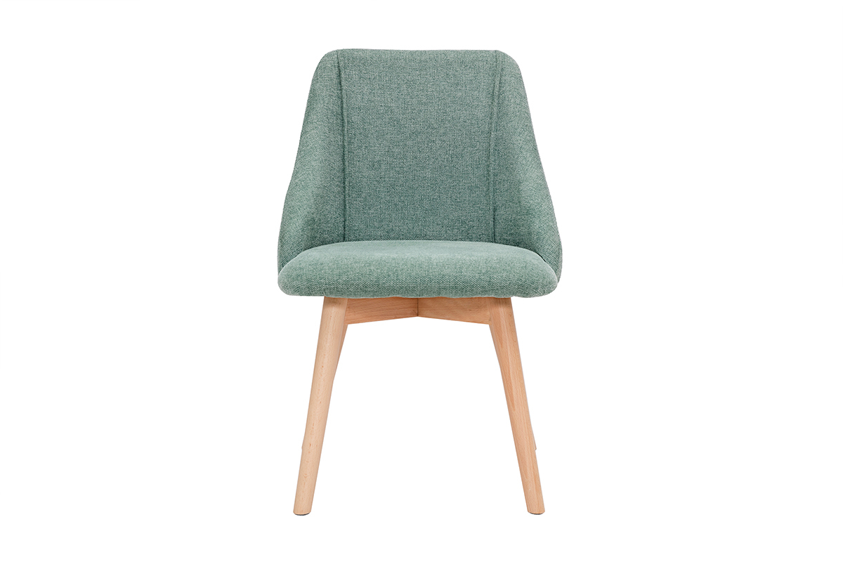 Chaises scandinaves en tissu effet velours textur vert cladon et bois clair (lot de 2) HIGGINS