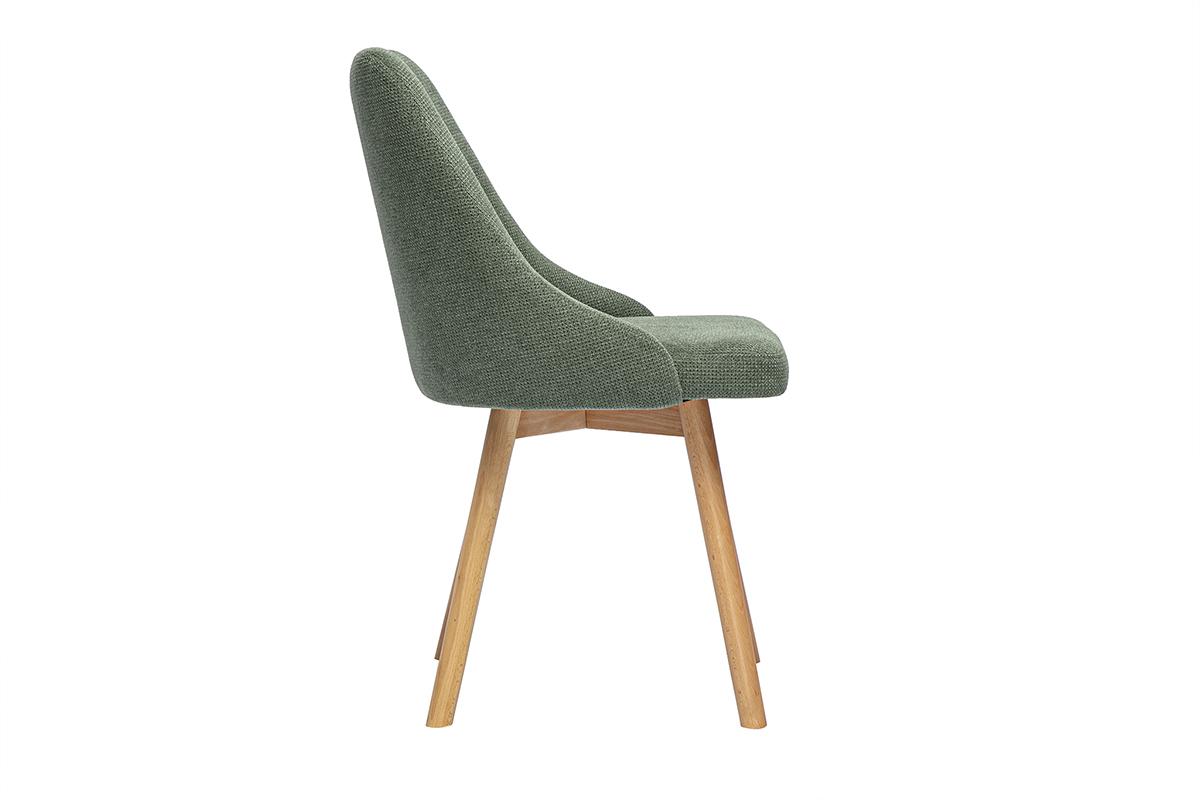 Chaises scandinaves en tissu effet velours textur vert kaki et bois clair (lot de 2) HASTA