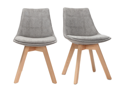 Chaises scandinaves en tissu gris clair et bois (lot de 2) MATILDE