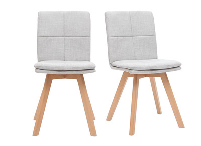 Chaises scandinaves en tissu gris clair et bois clair (lot de 2) THEA