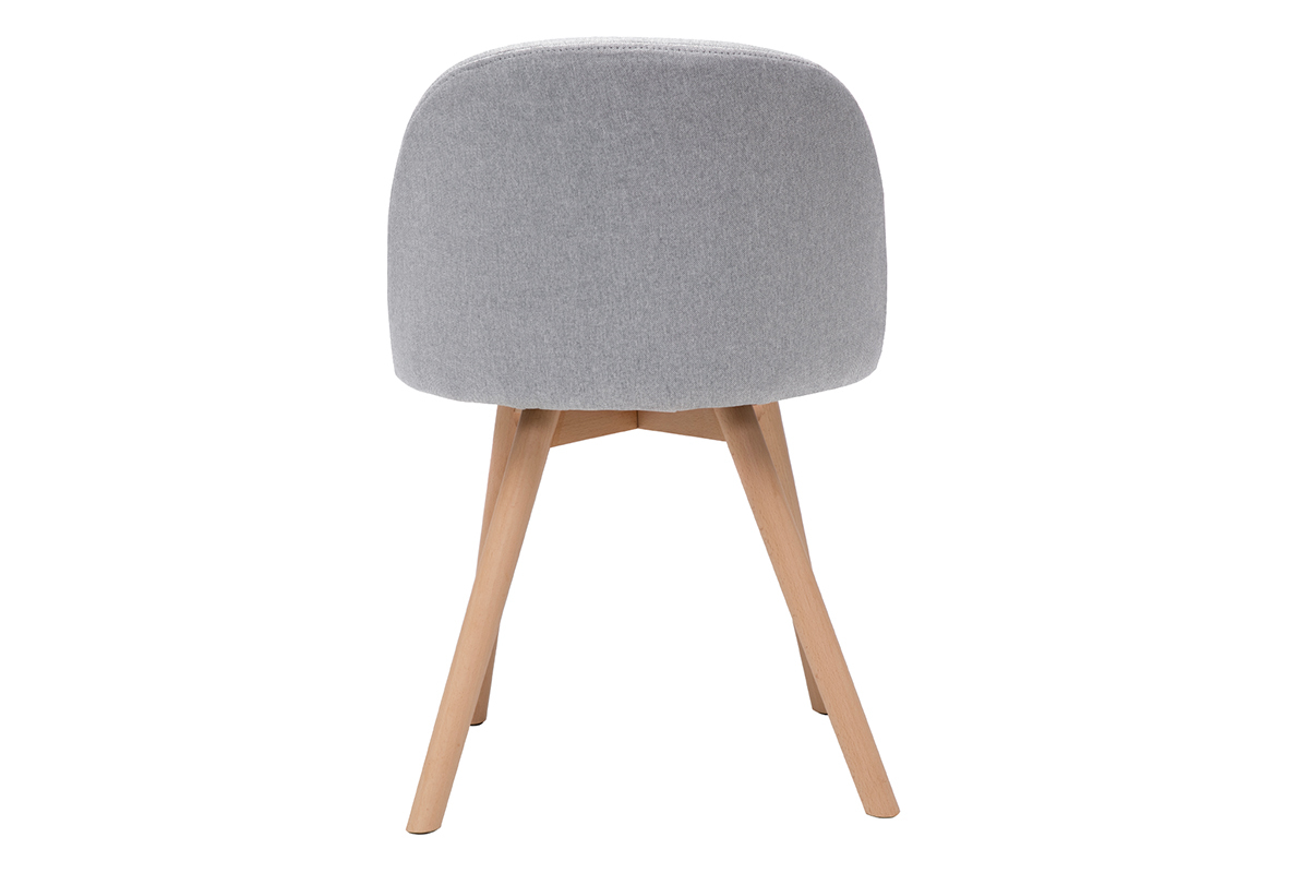 Chaises scandinaves en tissu gris clair et bois clair massif (lot de 2) CELESTE