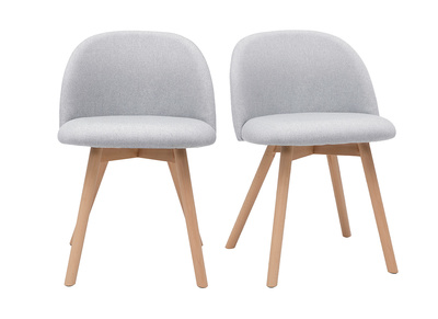Chaises scandinaves en tissu gris clair et bois clair massif (lot de 2) CELESTE