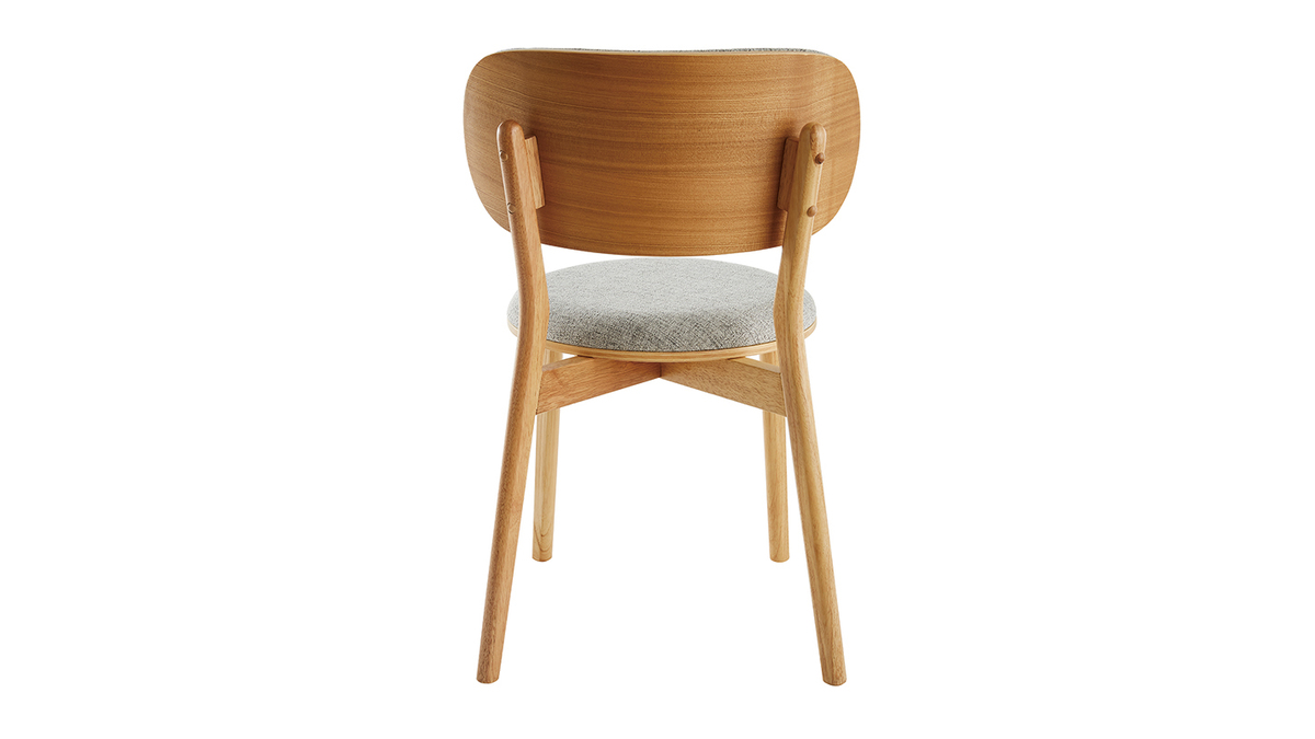 Chaise scandinave en tissu et bois avec assise évasée (lot de 2)