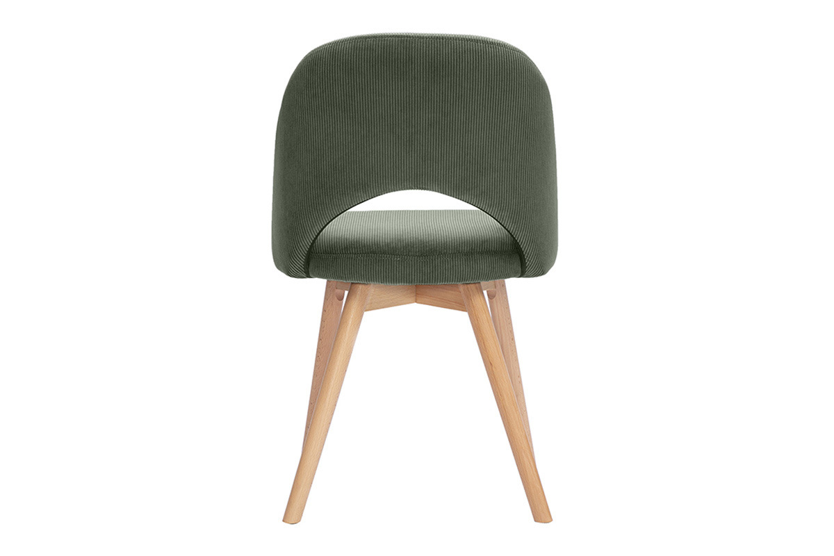 Chaises scandinaves en tissu velours c�tel� vert kaki et bois clair (lot de 2) COSETTE