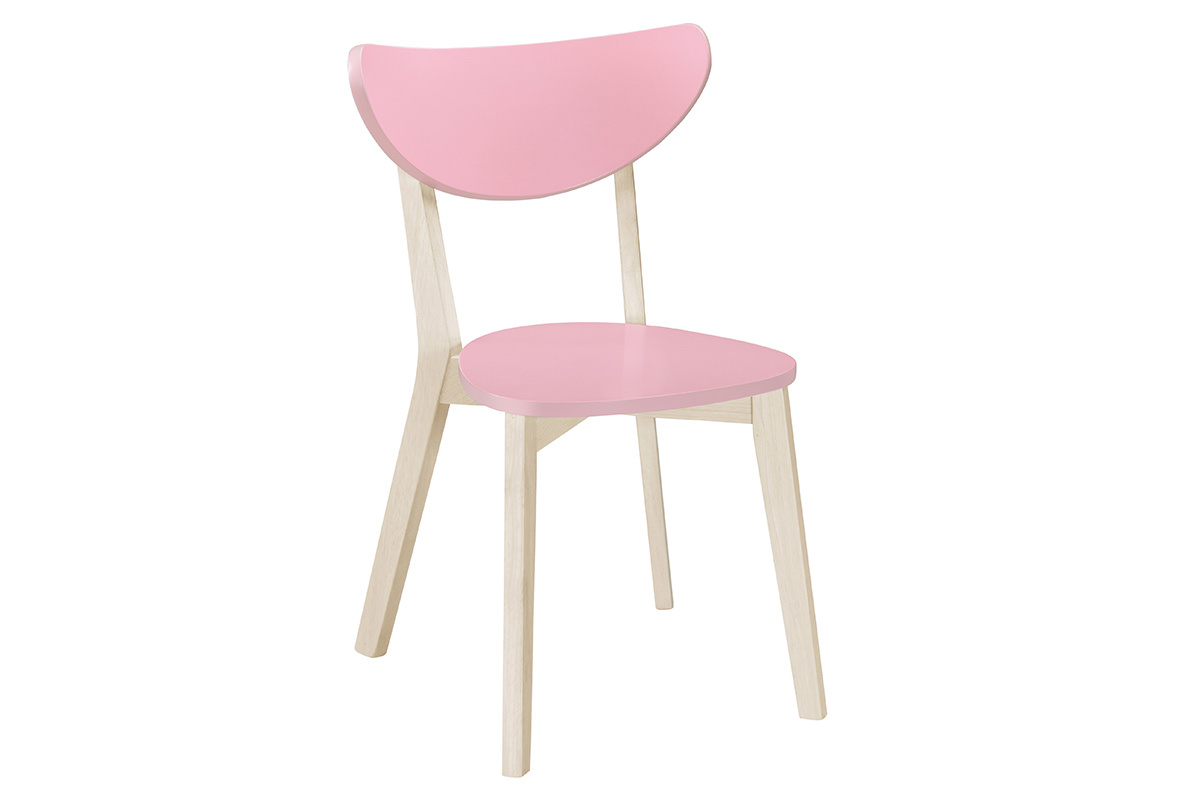 Chaises scandinaves rose et bois clair (lot de 2) LEENA