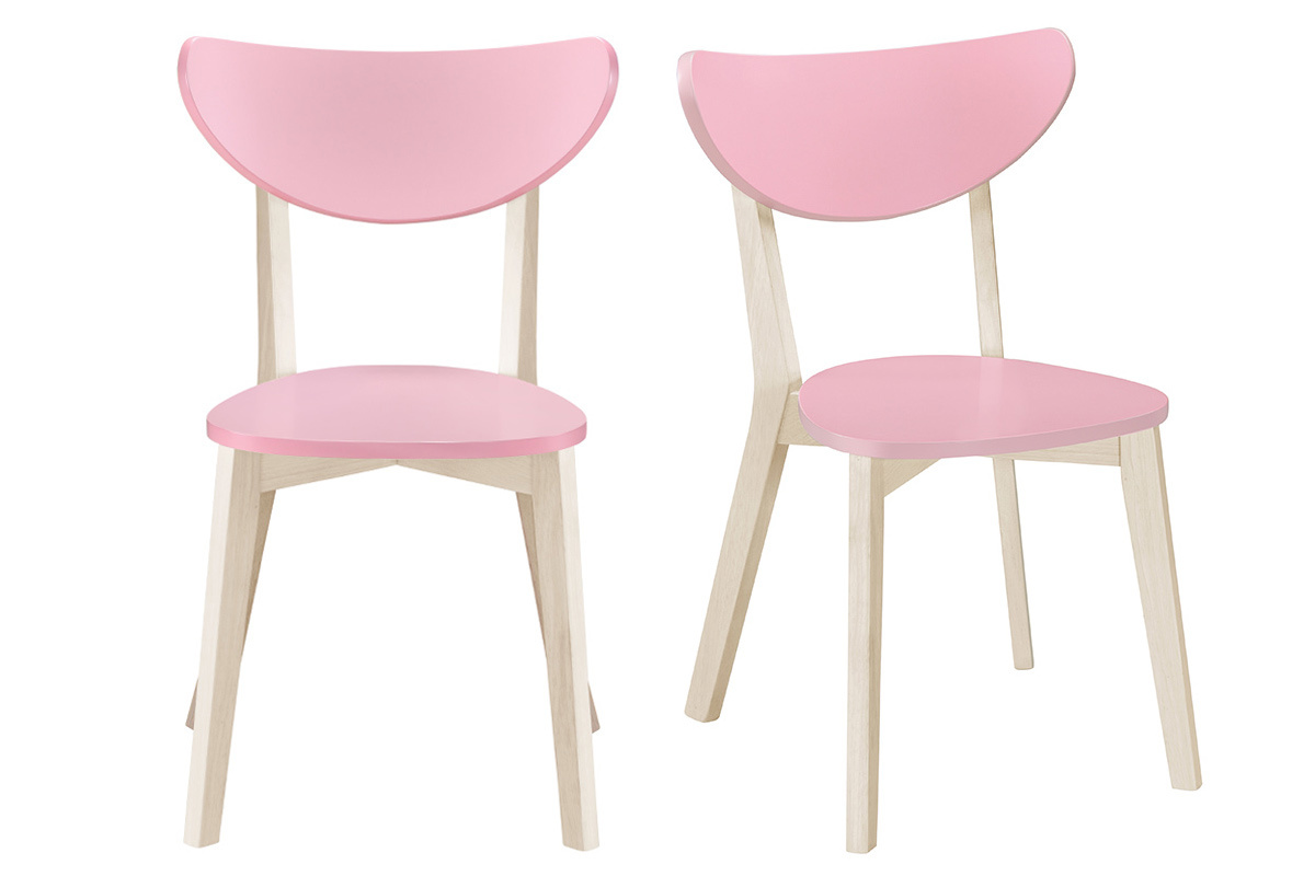 Chaises scandinaves rose et bois clair (lot de 2) LEENA