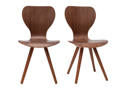 Chaises vintage bois foncé noyer (lot de 2) NORDECO