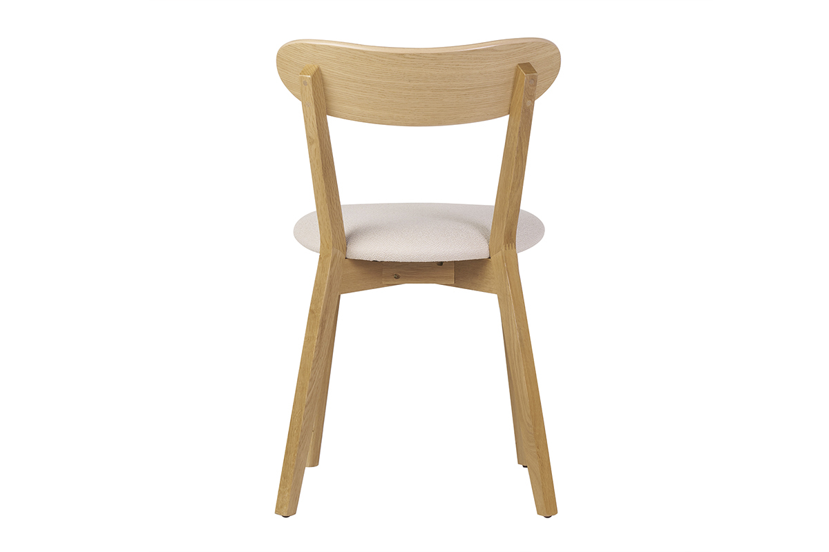 Chaises vintage en bois clair chne et tissu effet laine boucle blanc (lot de 2) DOVE