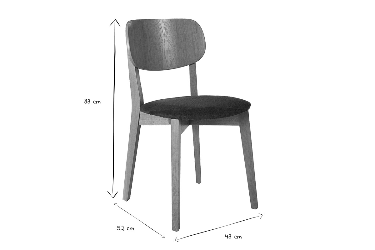 Chaises vintage en bois clair ch�ne et tissu effet velours textur� vert kaki (lot de 2) LUCIA