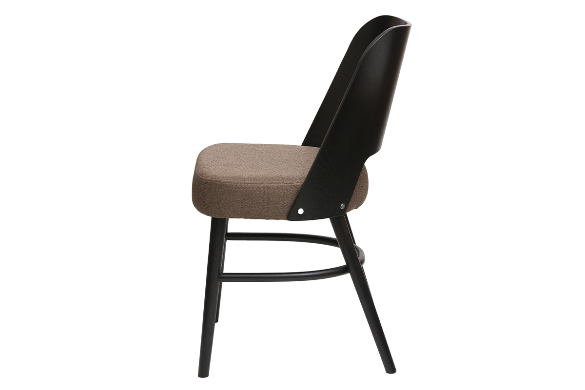 Chaises vintage en bois noir et tissu marron (lot de 2) EDITO
