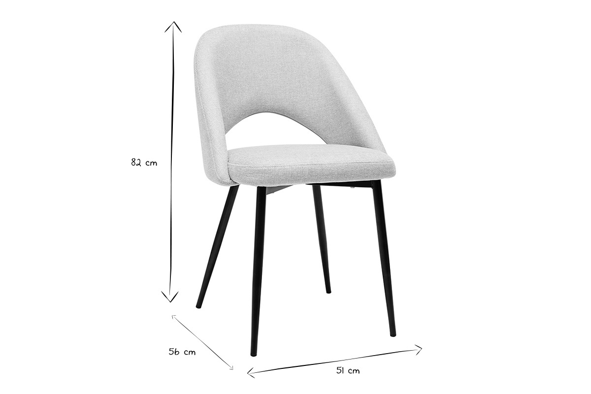 Chaises vintage en tissu effet velours textur beige et mtal noir (lot de 2) COSETTE