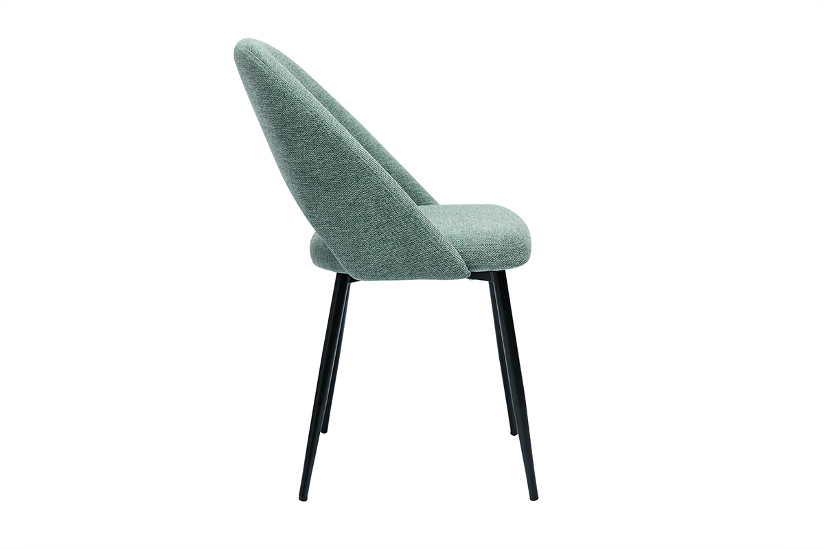 Chaises vintage en tissu effet velours textur vert cladon et mtal noir (lot de 2) COSETTE