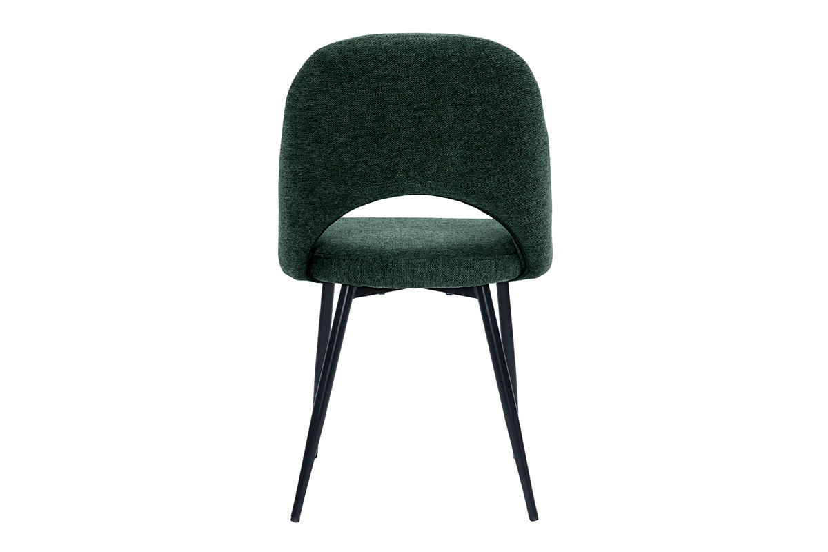 Chaises vintage en tissu effet velours textur vert et mtal noir (lot de 2) COSETTE