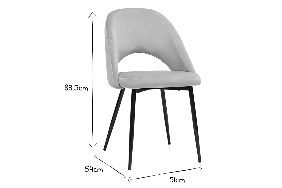 Chaises vintage en tissu velours taupe et mtal noir  (lot de 2) COSETTE