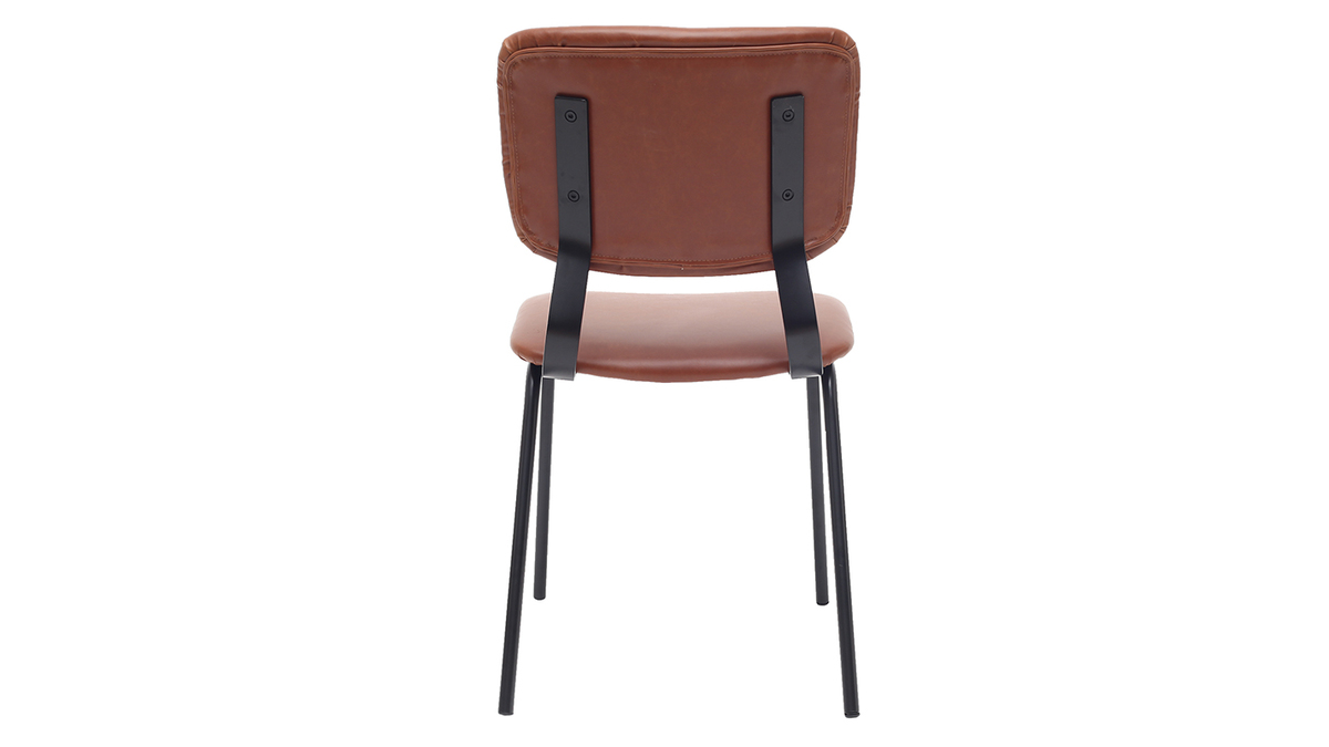 chaises vintage marron clair avec pieds mtal noir (lot de 2) LAB