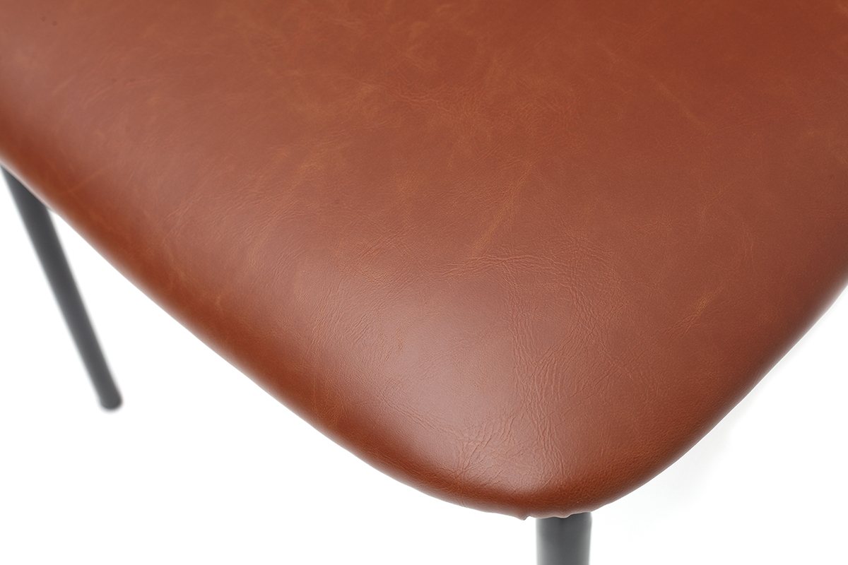 chaises vintage marron clair avec pieds m�tal noir (lot de 2) LAB