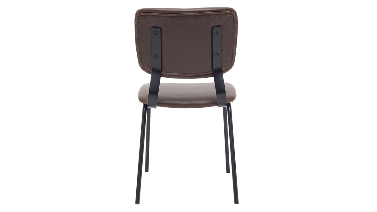 chaises vintage marron fonc avec pieds mtal noir (lot de 2) LAB