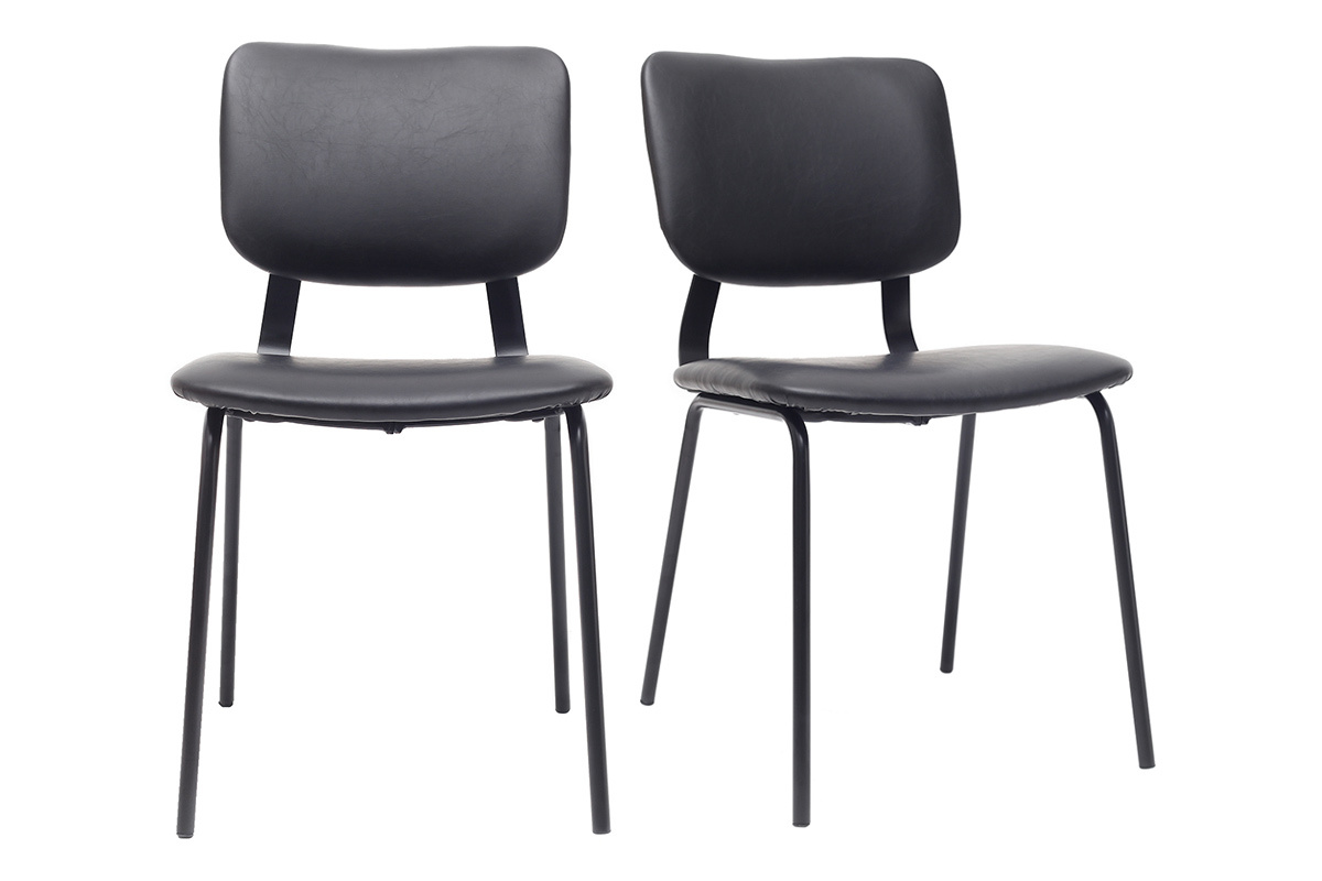 Chaises vintage noires avec pieds m�tal (lot de 2) LAB