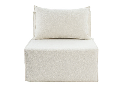 Chauffeuse 1 place convertible en tissu effet laine bouclée blanc VICTOR