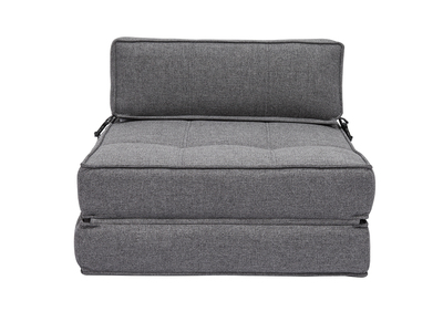 Chauffeuse 1 place convertible en tissu gris KATY