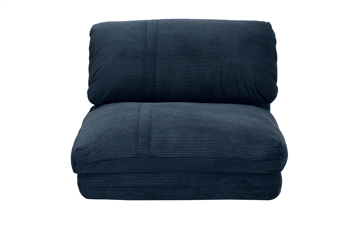Chauffeuse 1 place convertible en tissu velours ctel bleu fonc SPENCER
